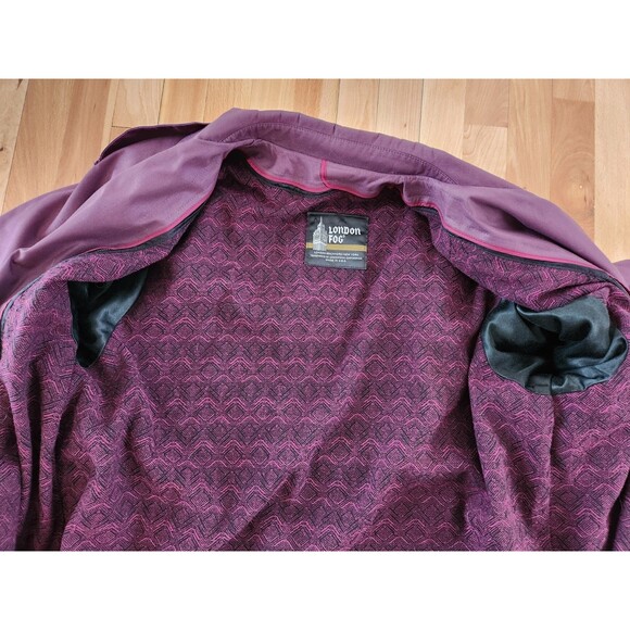 Vintage London Fog 8 Reg Plum 2-in-1 Zip Out Liner Trench Coat Wamsutta - Picture 6 of 12